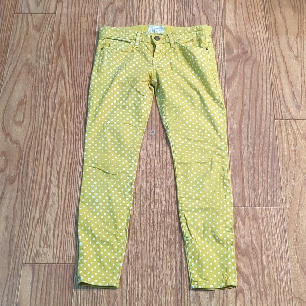 Current/Elliott lemongrass polka dot stretch Stiletto True 80s Skinny Jeans, 26*